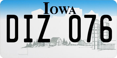 IA license plate DIZ076