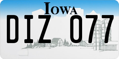 IA license plate DIZ077