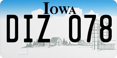IA license plate DIZ078