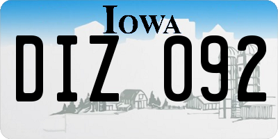 IA license plate DIZ092