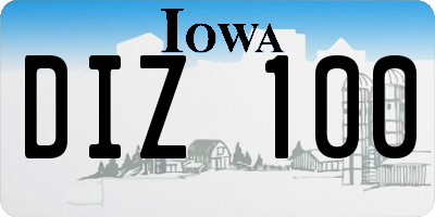 IA license plate DIZ100