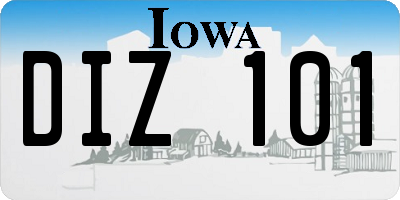IA license plate DIZ101
