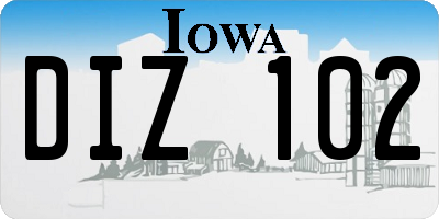 IA license plate DIZ102