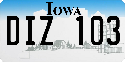 IA license plate DIZ103