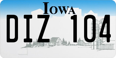 IA license plate DIZ104