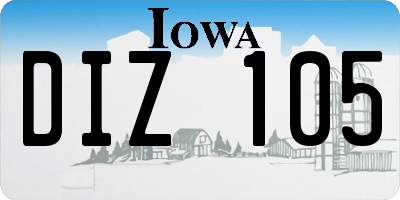 IA license plate DIZ105