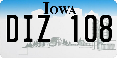 IA license plate DIZ108