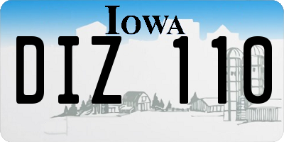 IA license plate DIZ110