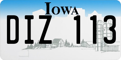 IA license plate DIZ113