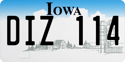 IA license plate DIZ114