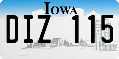 IA license plate DIZ115
