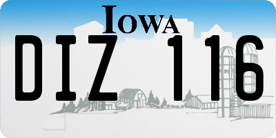 IA license plate DIZ116