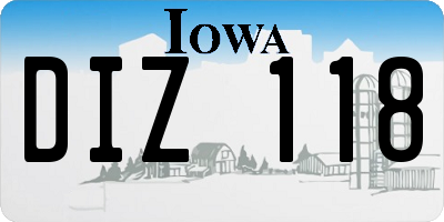 IA license plate DIZ118