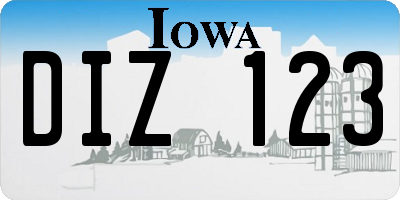 IA license plate DIZ123