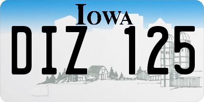 IA license plate DIZ125