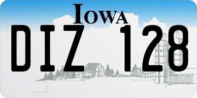 IA license plate DIZ128
