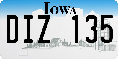 IA license plate DIZ135