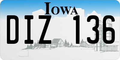 IA license plate DIZ136