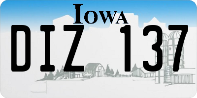 IA license plate DIZ137