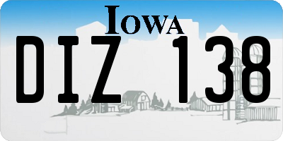 IA license plate DIZ138