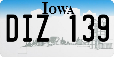 IA license plate DIZ139