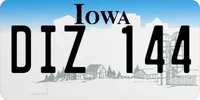 IA license plate DIZ144