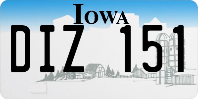 IA license plate DIZ151