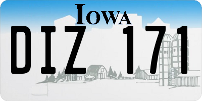 IA license plate DIZ171
