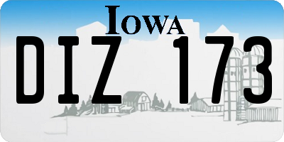 IA license plate DIZ173