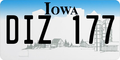 IA license plate DIZ177