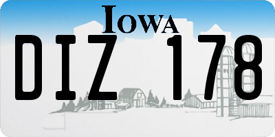 IA license plate DIZ178