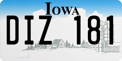 IA license plate DIZ181