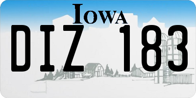 IA license plate DIZ183