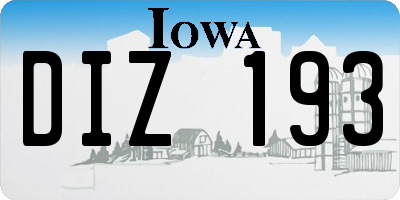 IA license plate DIZ193