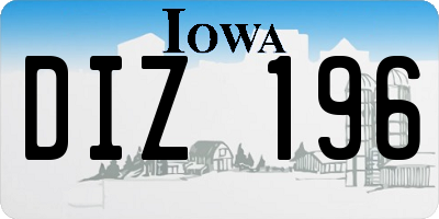 IA license plate DIZ196
