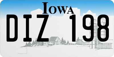 IA license plate DIZ198