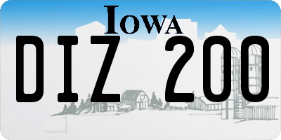 IA license plate DIZ200
