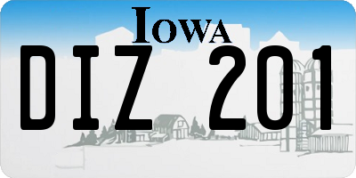 IA license plate DIZ201