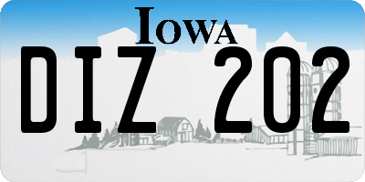 IA license plate DIZ202