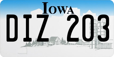 IA license plate DIZ203