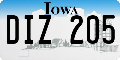 IA license plate DIZ205