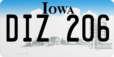 IA license plate DIZ206