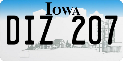 IA license plate DIZ207
