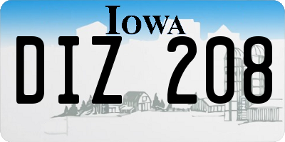 IA license plate DIZ208