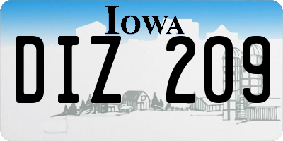 IA license plate DIZ209