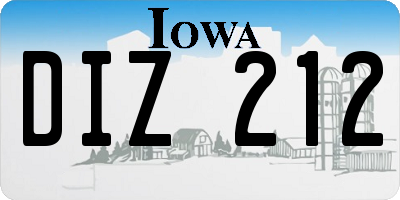 IA license plate DIZ212