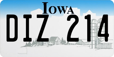 IA license plate DIZ214