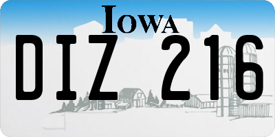 IA license plate DIZ216