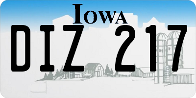 IA license plate DIZ217