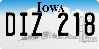 IA license plate DIZ218